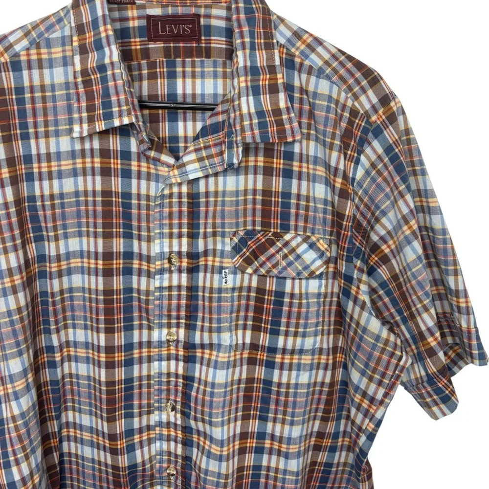 Vintage Levi’s plaid shirt brown blue size XL